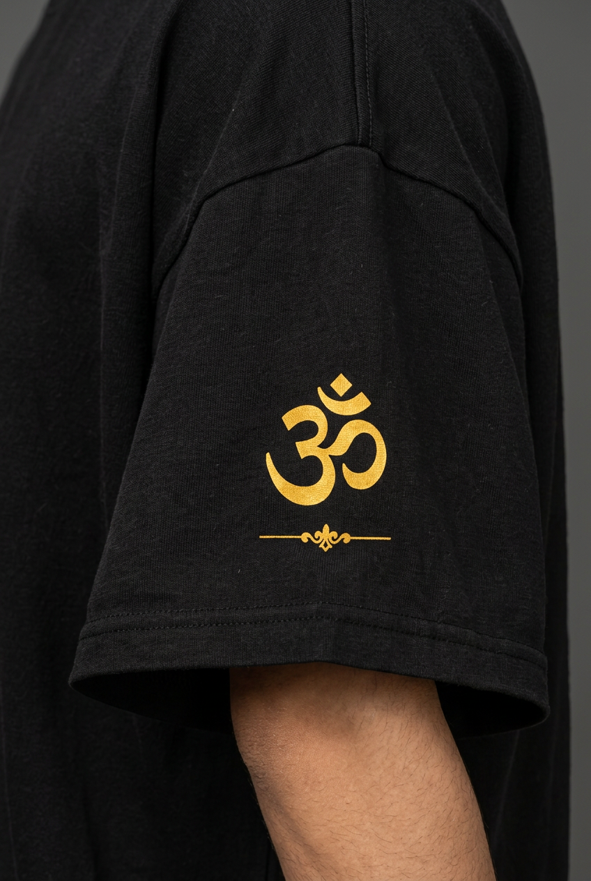 Black Krishna T-shirt right sleeve detail
