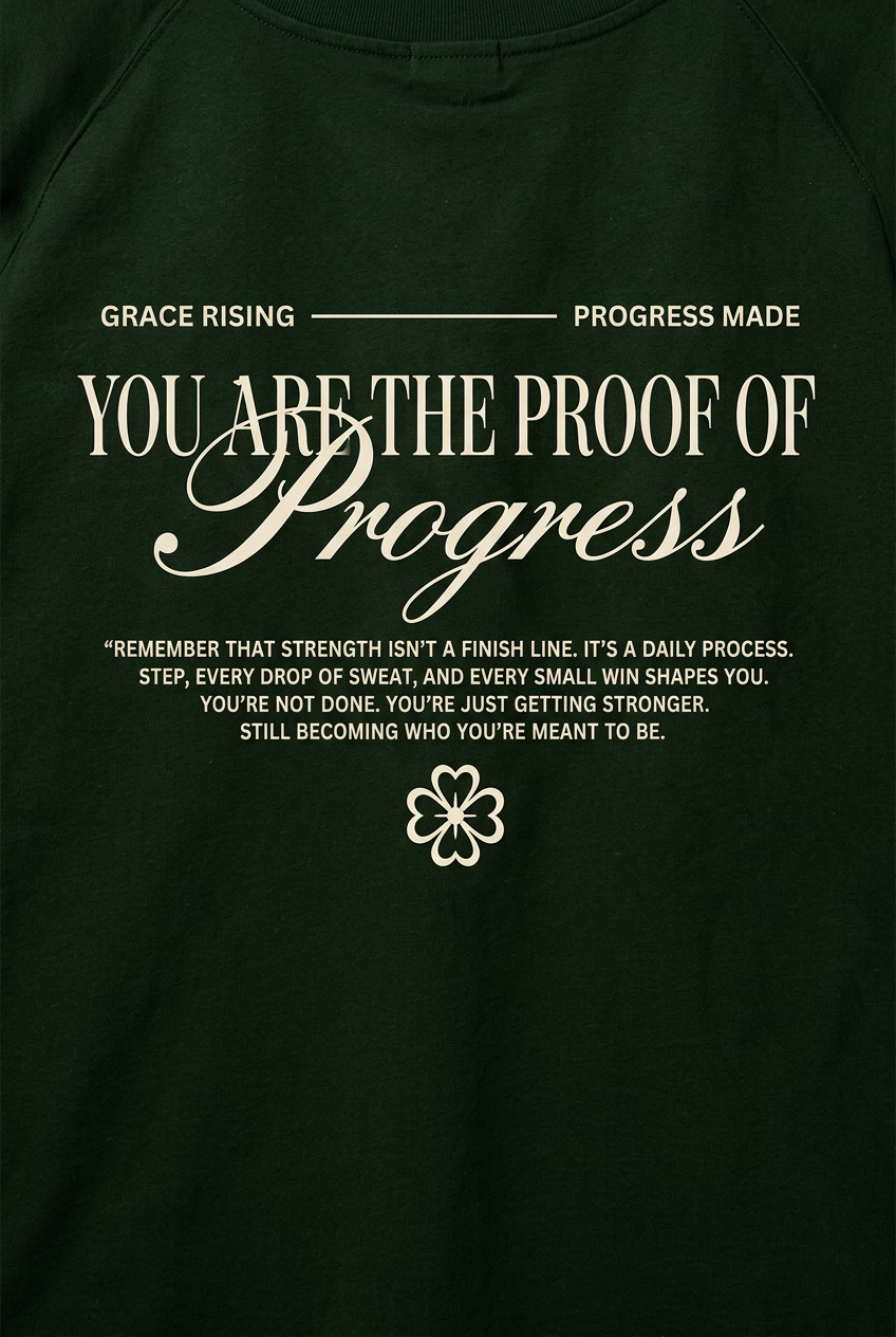 Green T-shirt back print close-up