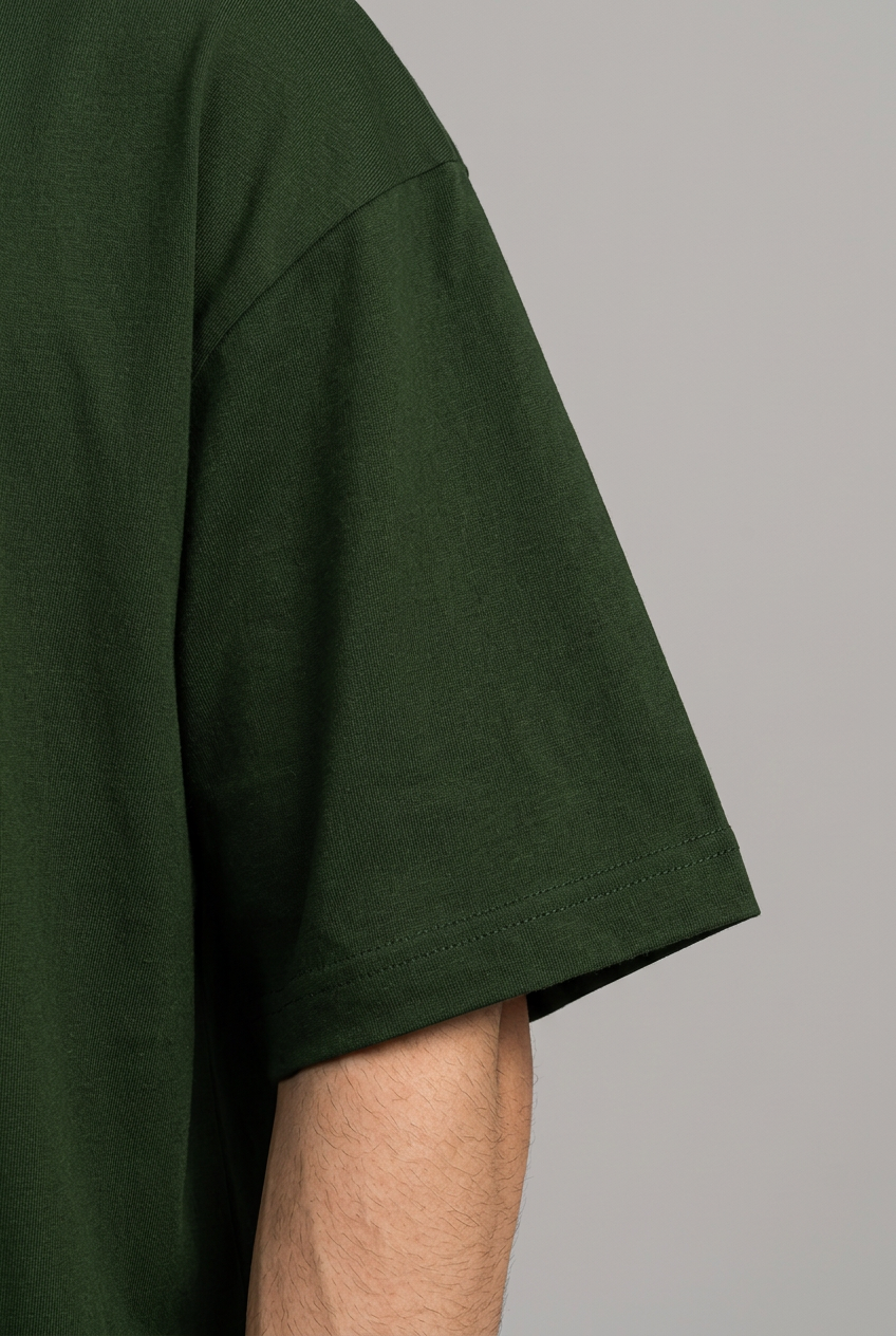 Green T-shirt left sleeve detail