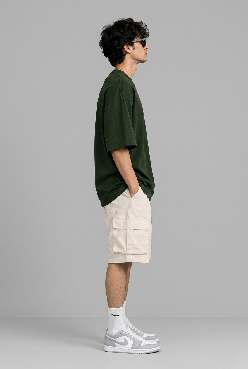 Green T-shirt right-side view