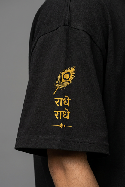Black Krishna T-shirt left sleeve detail