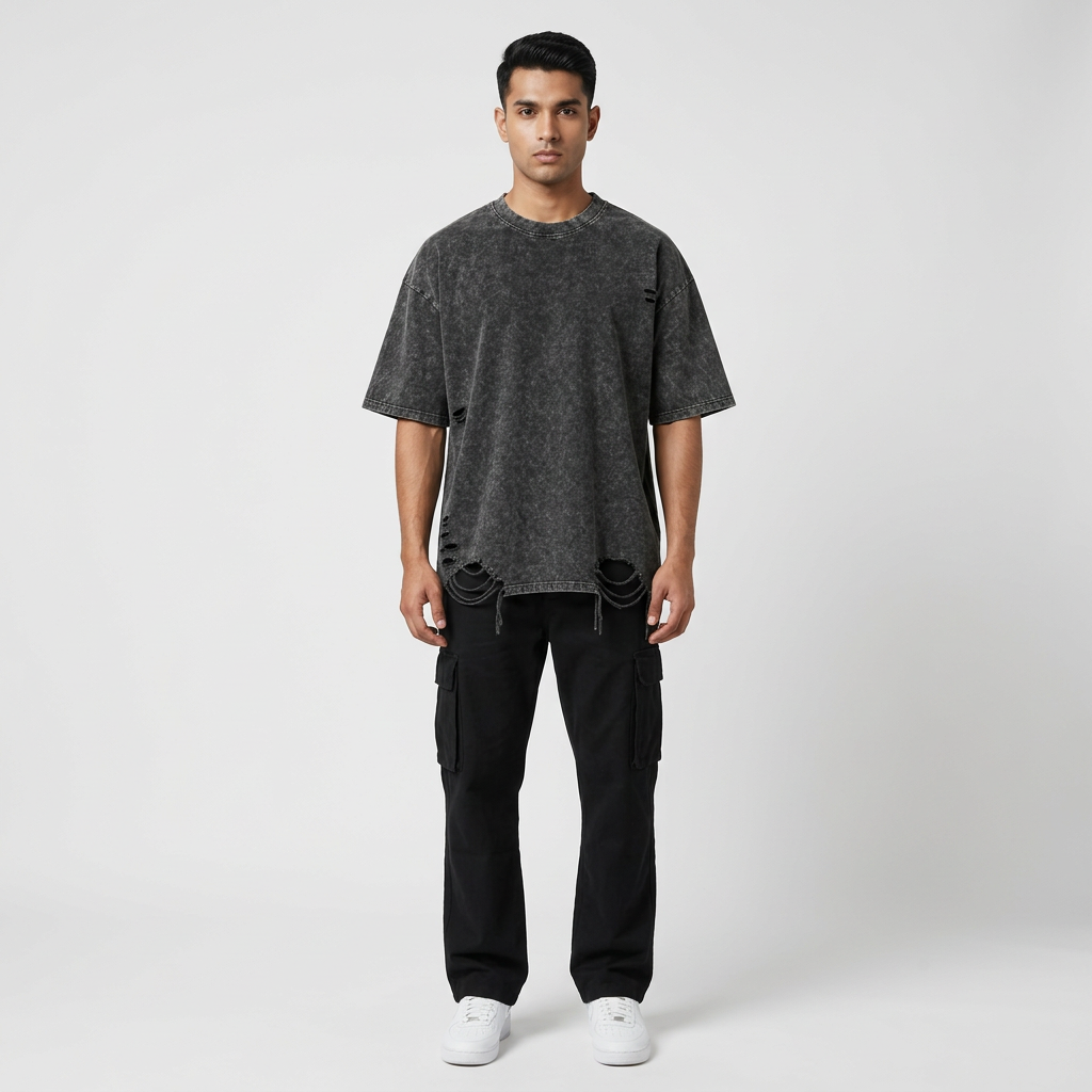 Front-facing studio mockup using your uploaded T-shirt reference
