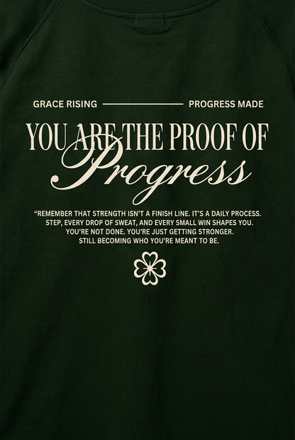 Green T-shirt back print close-up