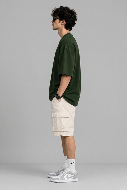 Green T-shirt left-side view