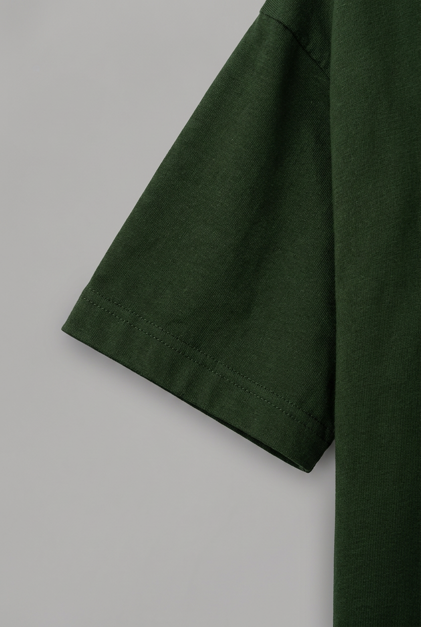 Green T-shirt right sleeve detail