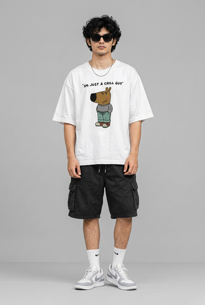 White Chill Guy T-shirt front view