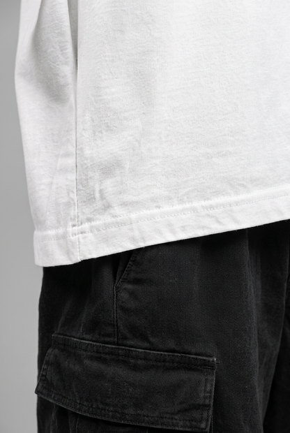 White T-shirt hem close-up
